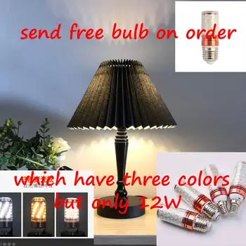 

Abajur free 12W 3 colors bulbTraditional classic pure black gourd base home decoration Bedroom Table Lamp office main table lamp