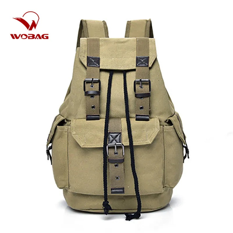 Мужской холщовый рюкзак WOBAG винтажные ранцы для мальчиков подростков дорожные