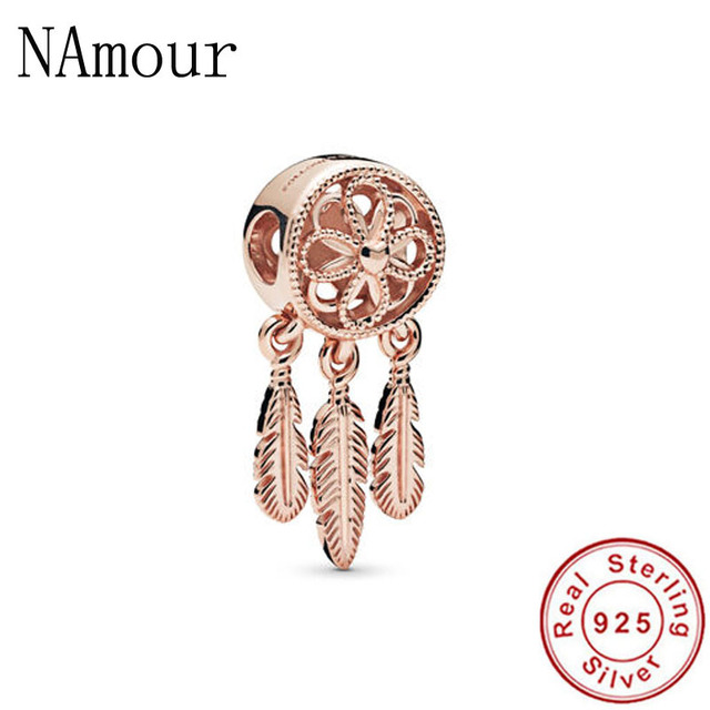 Rose Gold Dreamcatcher Spacer Beads Diy Fit Original Pandora Charms Silver 925 Bracelet Jewelry For Women Man Making F274