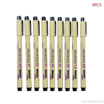

6/7/8/9pcs Black Technical Graphic Fine Hook Line Painting Drawing Pen Sketch Ink Marker Pens N16 20 Dropshipping