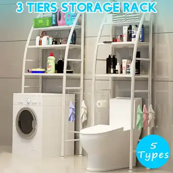 

5 Styles Over the Rack Metal Toilet Cabinet Shelving Kitchen Washing Machine Rack Bathroom Space-saving Shelf Stand Holder White