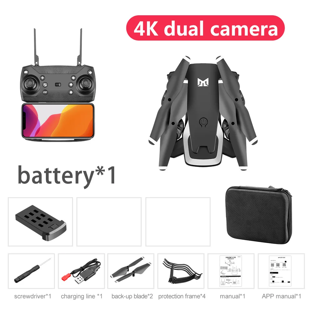 4K dual Camera KK6 Дрон 4K Дрон камера дроны приложение управление Лер дистанционное управление WiFi подключение Квадрокоптер Летающая камера Дрон 4k rc Дрон - Цвет: 4K dual Camera