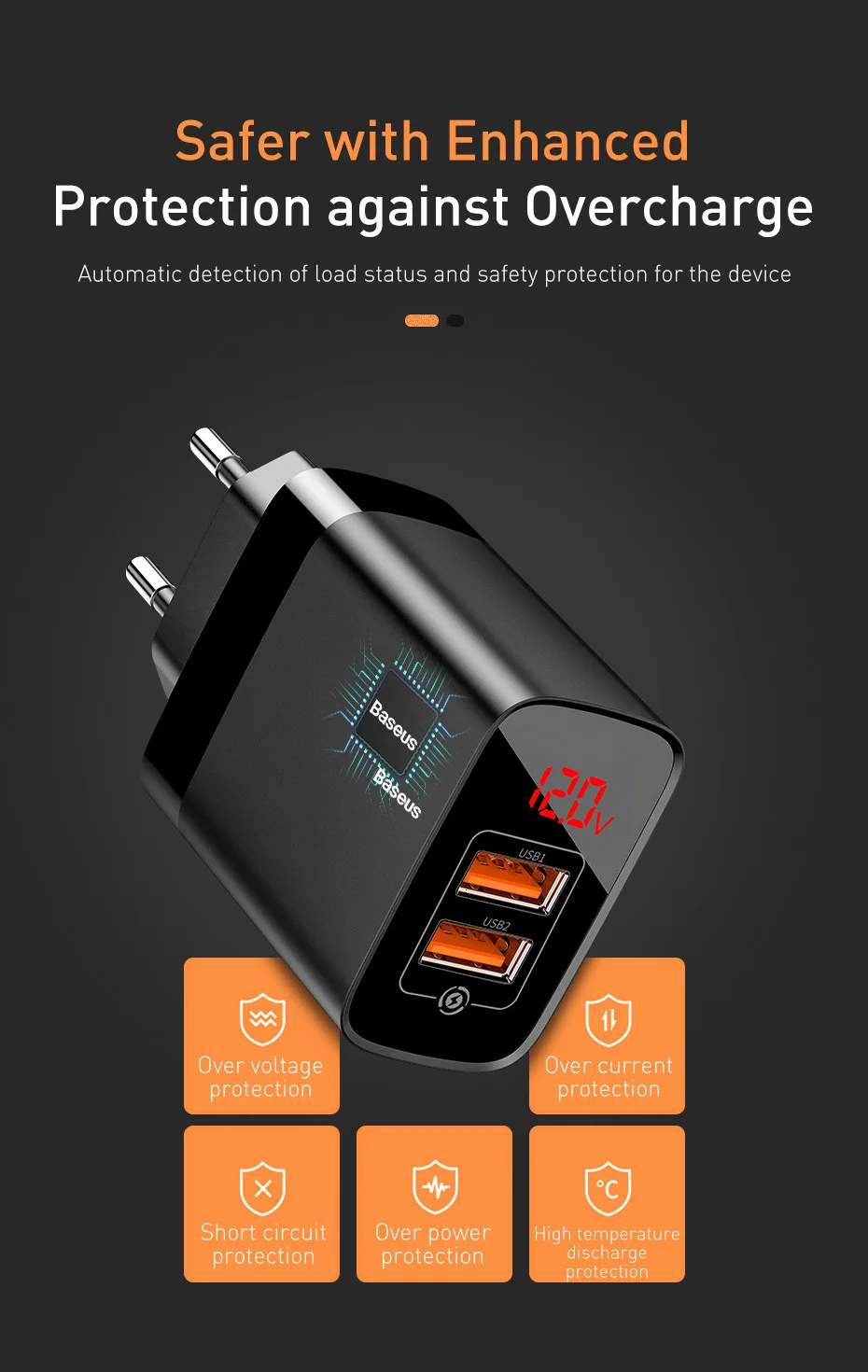 Baseus цифровой дисплей Быстрая зарядка 3,0 USB зарядное устройство 18 Вт PD 3,0 быстрое зарядное устройство для iPhone 11 Pro зарядное устройство для мобильного телефона USB C зарядное устройство