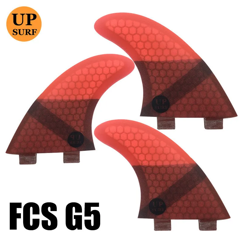 Upsurf логотип FCS плавники G3/G5/GL с винтами и ключ плавники сумка для серфинга сотовый плавник Стекловолокна Плавники FCS Quilhas плавники - Цвет: G5 3pcs red