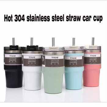 

20oz 30oz Cold 304 thermos stainless steel straw car cup water Coffee Keeping Cold cup beer bottle Big Capacity water bottle