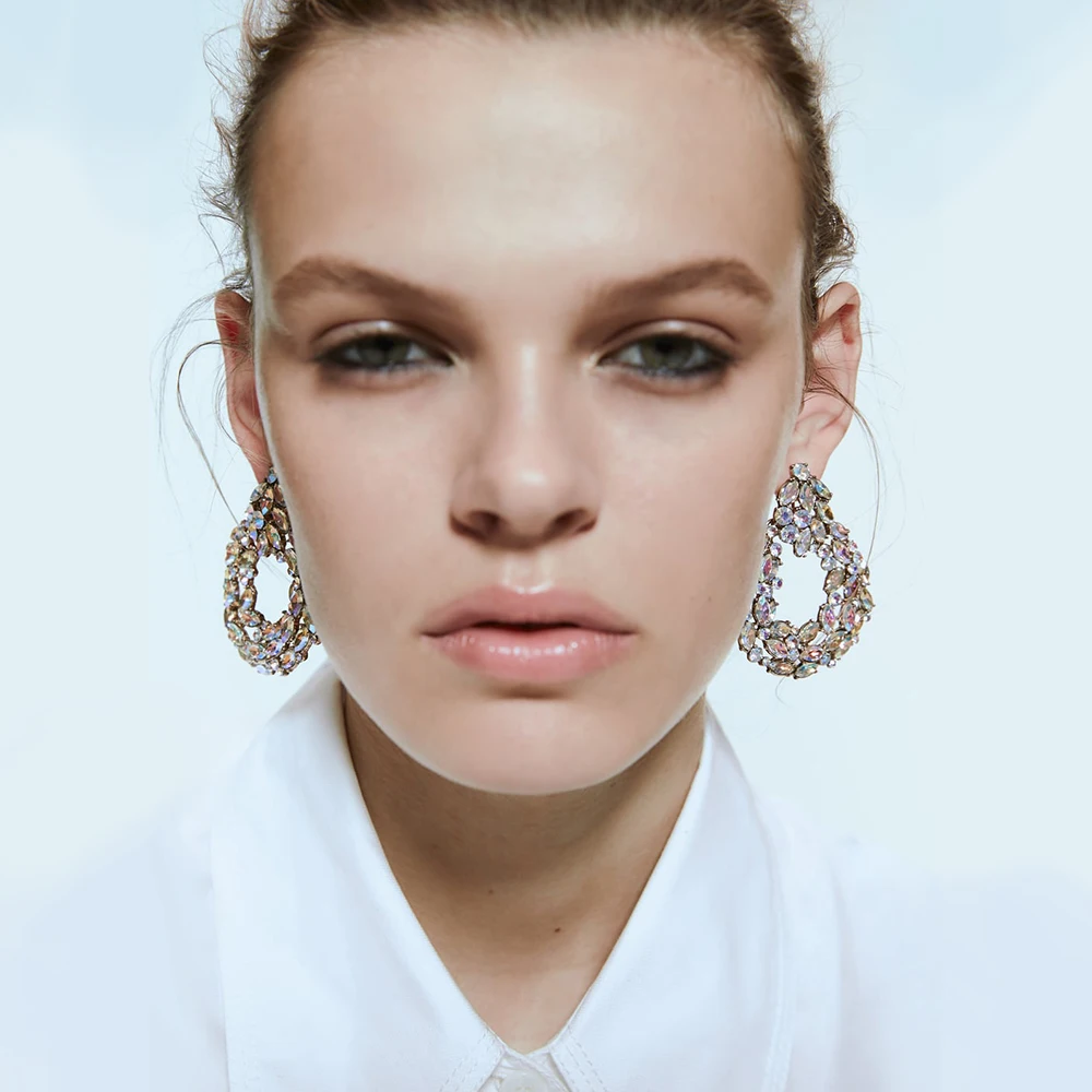 YMYW большие серьги-гвоздики из акриловой смолы с кристаллами ZA, ювелирные изделия, очаровательные Модные Винтажные стразы, серьги для женщин, вечерние, подарок