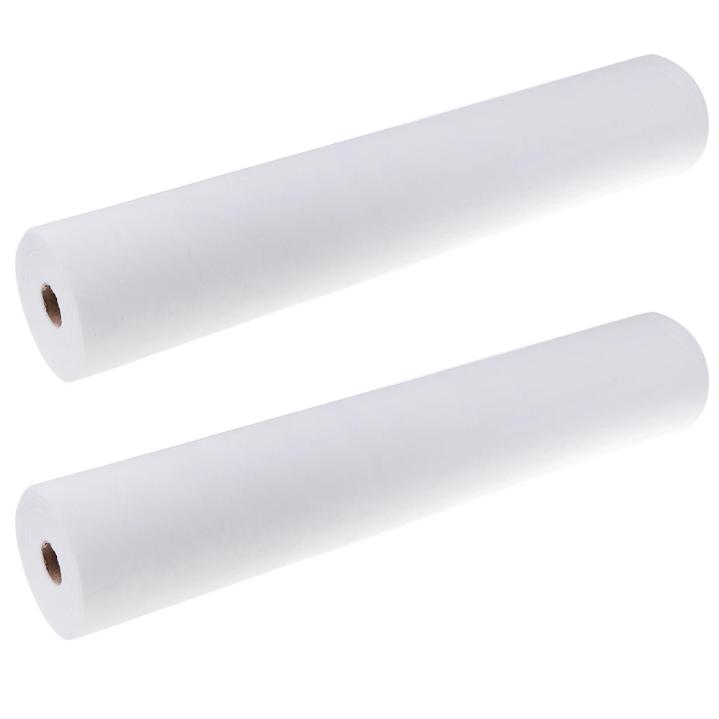 2 Roll 100 Sheets Non-Woven Headrest Paper Roll Spa Salon Massage Bed Table Cover Tattoo Supply- 50x70cm, White