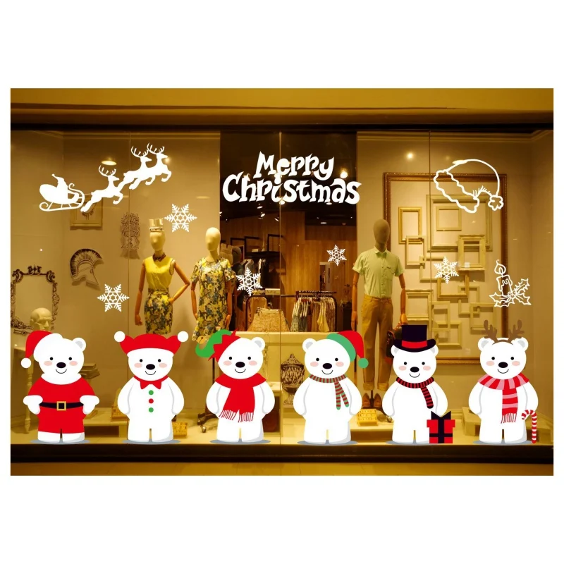 

Christmas Sticker Window Decoration Festival Party Door Wall Window Reindeer Snowman Sticker Decoration Add Festival Atmosphere