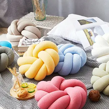 

Nordic Style Knot Pillow Cushion Ball Handmade Solid Color Plush Throw Stuffed Kids Adult Bedroom Decor