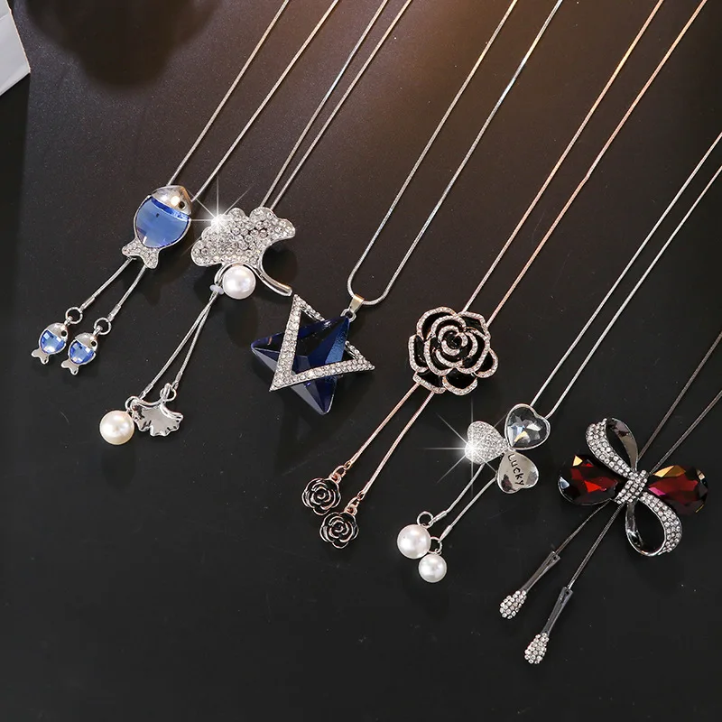 ri han ban Simple Sweater Chain New It Girl Autumn and Winter Atmospheric Ornaments Wild Clothes Accessories Pendant Necklace | Украшения и