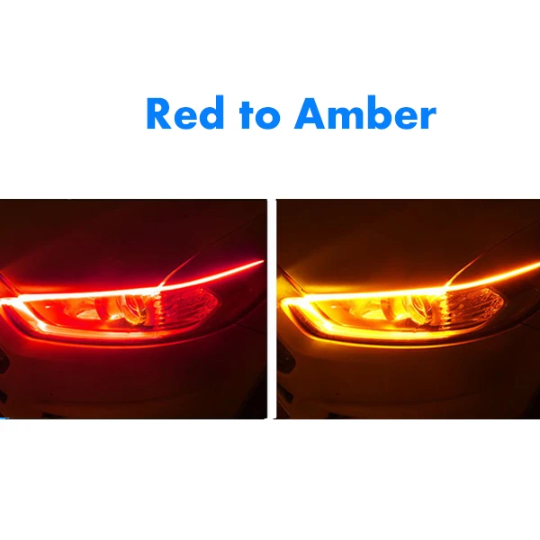Red To Amber 1 шт. новейший автомобиль DRL светодиодный дневные ходовые огни авто течёт указатель поворота направляющая полоса фары в сборе аксессуары для стайлинга автомобилей - Цвет: Red To Amber