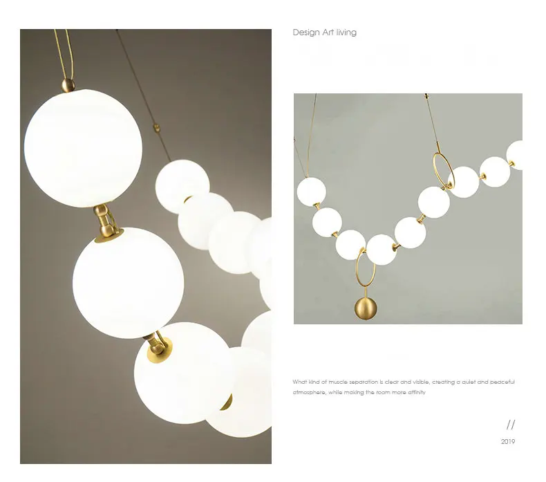 Nordic Modern Glass Bubble Chandelier Lighting Living Room Dining Room Home Interior Suspension Hanging Light Warm white Light