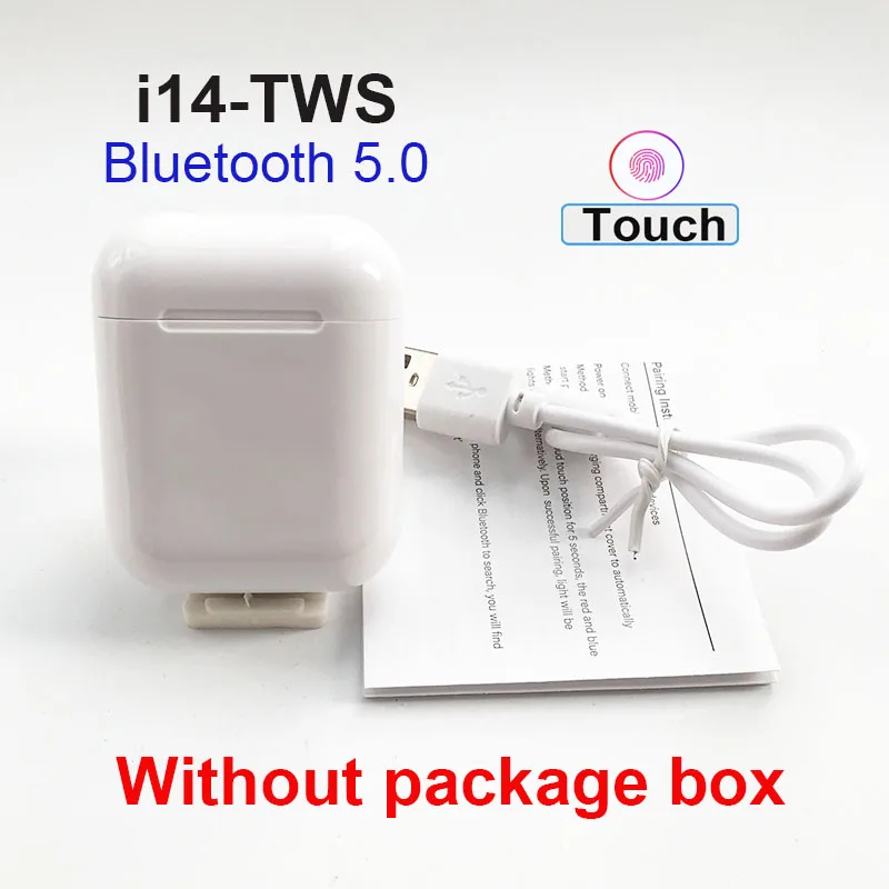 i14 no package box I14 TWS bluetooth наушники беспроводные сенсорное управление гарнитура всплывающие наушники i14tws не w1 чип Реплика tws i10 i7s i12 i11 i10 i20 - Цвет: i14 no package box