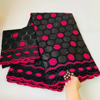 

Red bazin riche fabric embroided Brocade Lace Fabric 2020 high quality bazin riche with 2yards french net stones lace