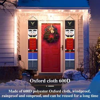 

Life Size Soldier Model Nutcracker Banners For Christmas Outdoor Decorations，Nutcracker Soldier Figures Door Curtain Merry Chri