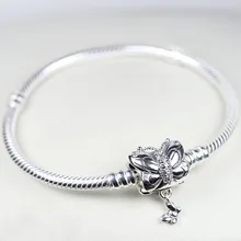 Новинка, 925 пробы, серебряный браслет Moments, декоративная застежка-бабочка, змейка, цепочка, браслет, подходит для бусин, очаровательные европейские ювелирные изделия