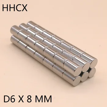 

100pcs/lot Cylinder magnet 6*8 N35 NdFeB Magnet 6x8 Magnets 6 x 8 for speaker