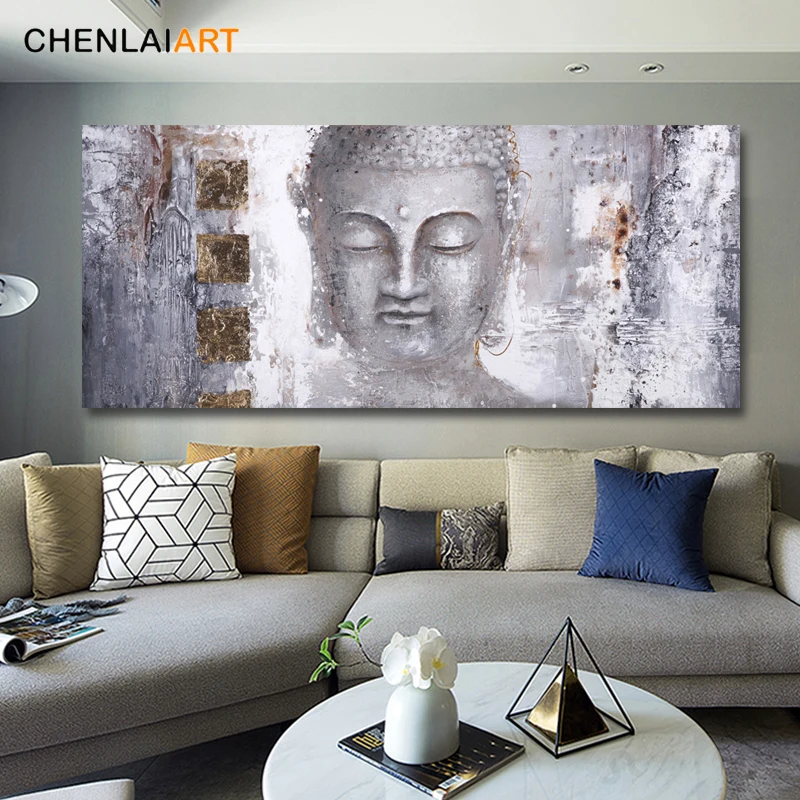Высококачественная абстракция будда картина холст стены Искусство Холст Большая Современная картина с изображением Будды для гостиной настенные рисунки плакат