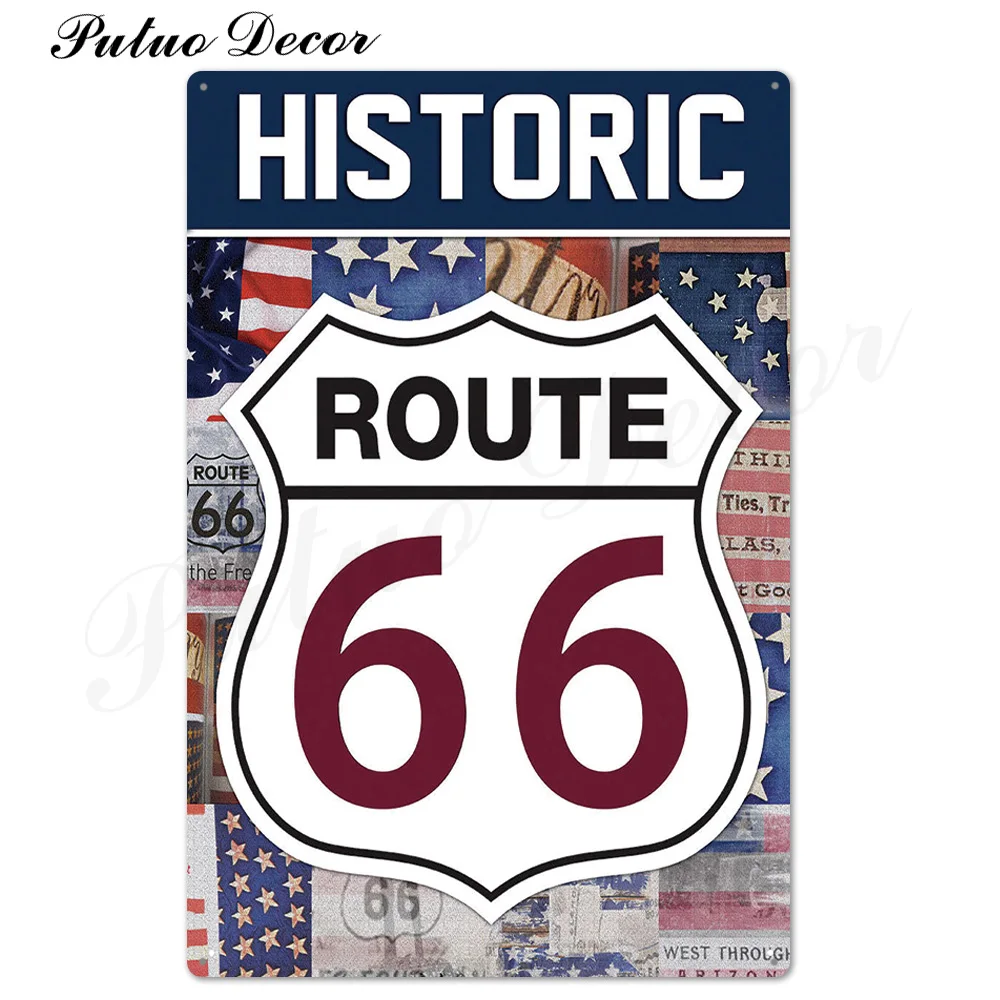 TH0208 Route 66 Оловянная вывеска винтажная металлическая вывеска винтажный Ретро Декор стены гаража для бара паба клуба человек пещера АЗС - Цвет: TH0208
