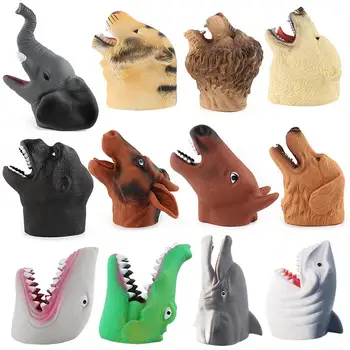 

Kuulee Simulate Animal Hand Puppet Head Hand Puppet Playing Fun Toy for Halloween Prop Home Party Kids Gift