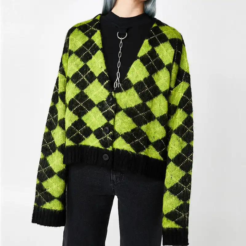 black oversized cropped cardigan