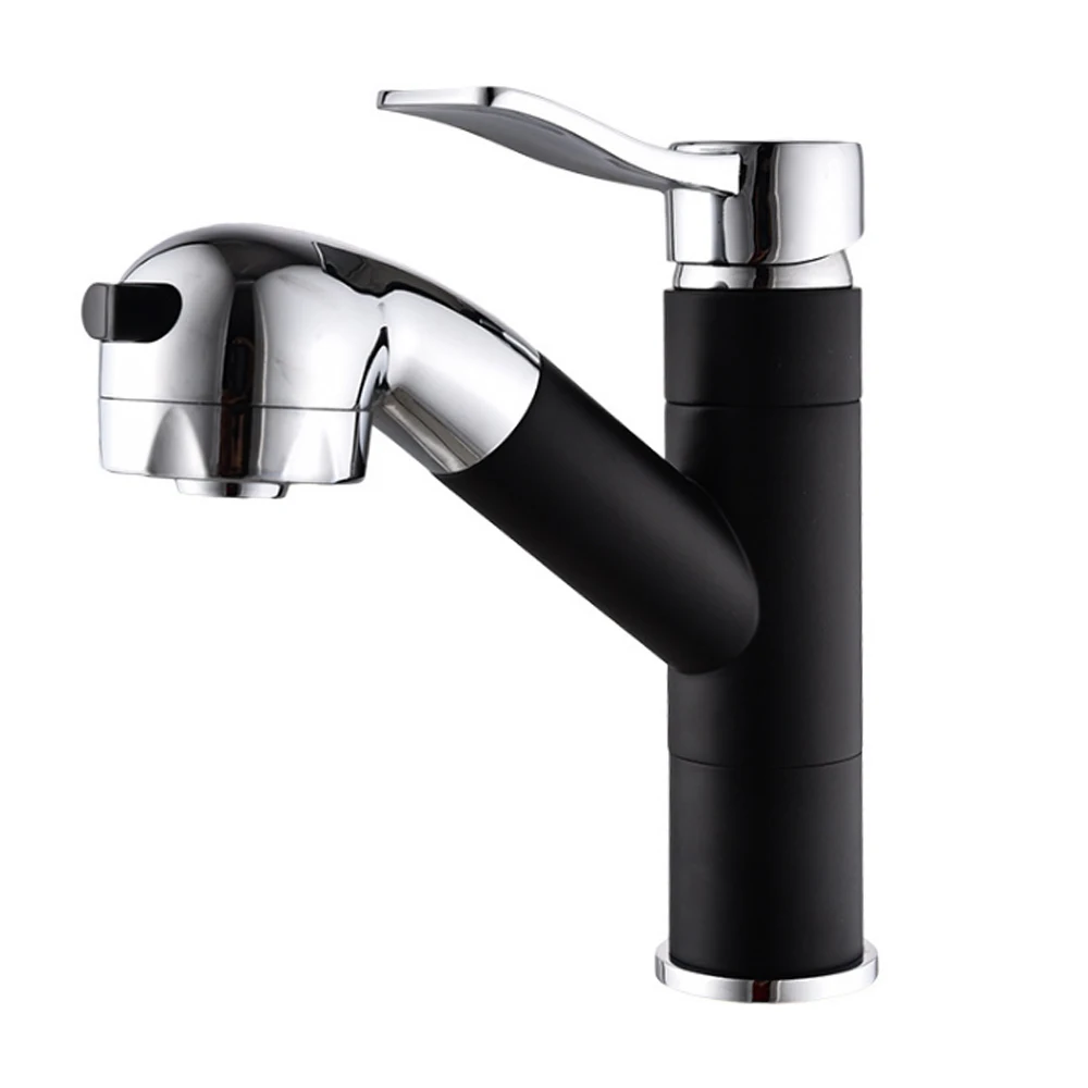 

Full Copper Pull Faucet Telescopic Hot and Cold Basin Faucet Wash Basin Faucet Double Mode Effluent
