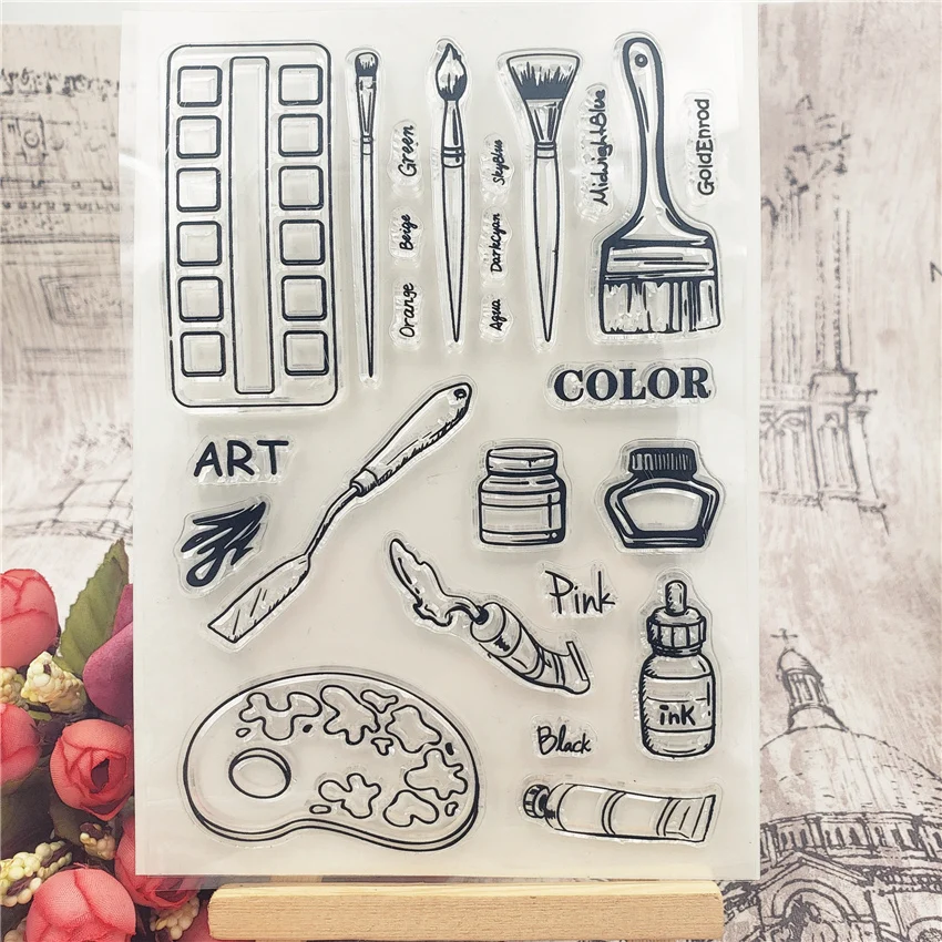 HotsalePaintingsetTransparentClearStampsSiliconeSealsRollerStampforDIYscrapbooking