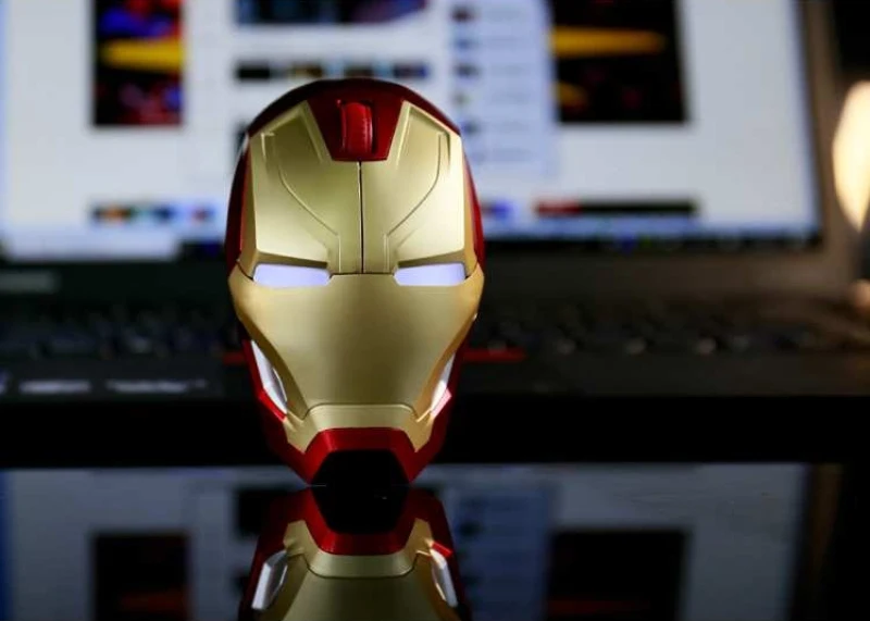 Новинка Marvel Мстители Железный человек Беспроводная мышь MK46 Железный человек Золотой шлем игровая мышь 1200 точек/дюйм для ПК