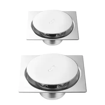 

Press-Type Floor Drain Pedal Type Floor Drain Floor Cover Shower Drain Bathroom Mouned Square 10x10CM L6O2