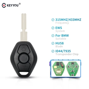 

KEYYOU 315/433MHZ 3 Button Remote Control Key Car Key For BMW EWS System For BMW 3 5 7 Series E38 E39 E46 With ID44 Chip HU58