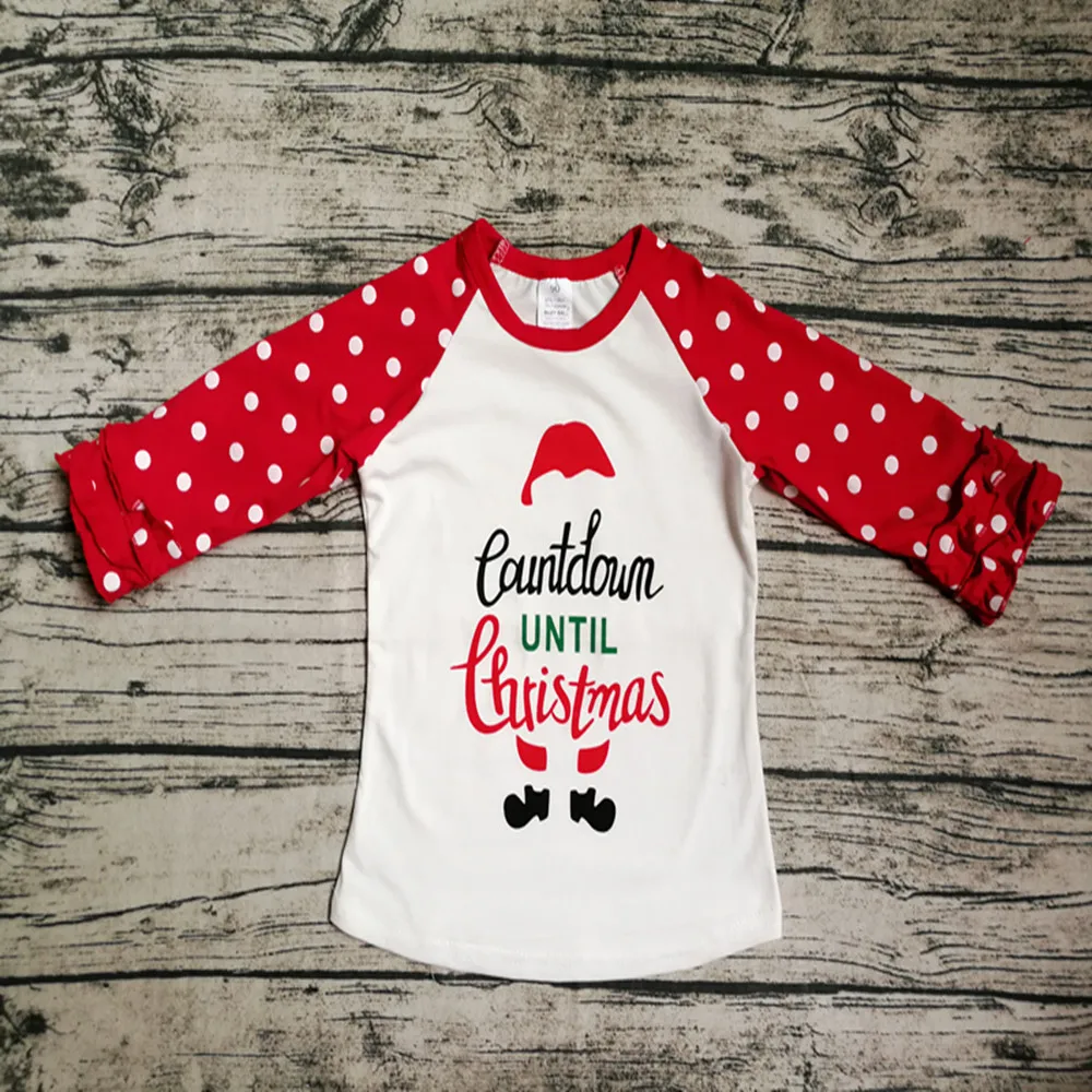 Рождественские футболки с единорогом; Детские футболки с оборками на День Благодарения для девочек; рождественские футболки реглан; зимняя одежда для маленьких девочек; топы для девочек - Цвет: 3