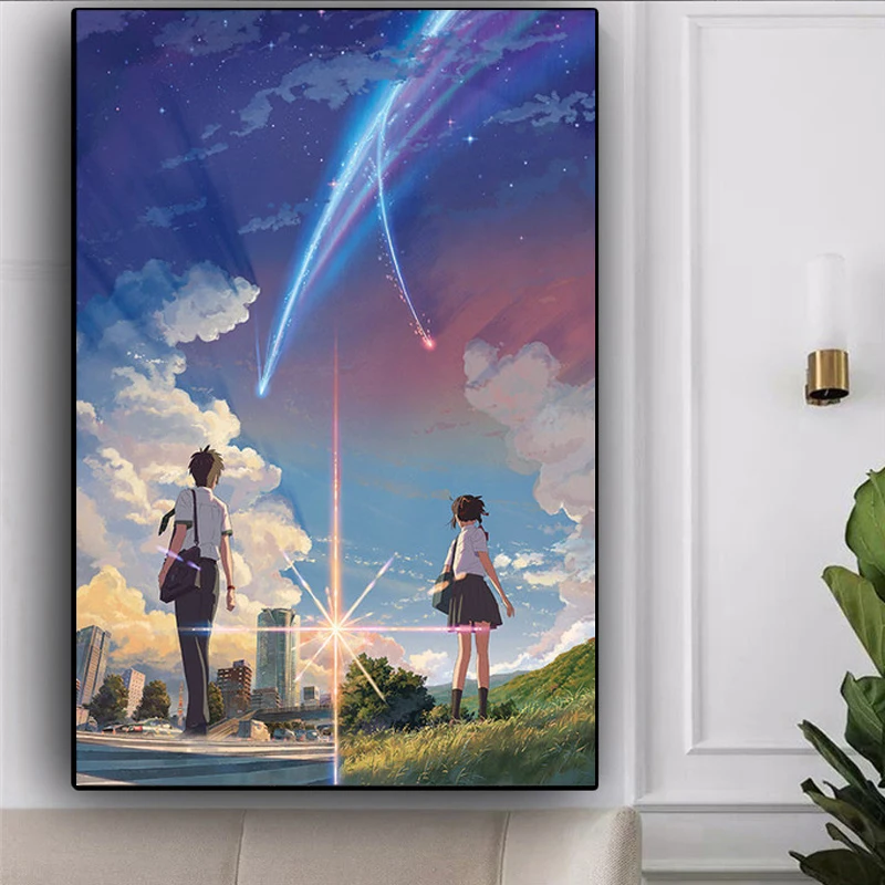 Плакат с мангой из аниме фильма холст принтами вашего имени от Kimi No Na Wa и мультяшное настенное искусство