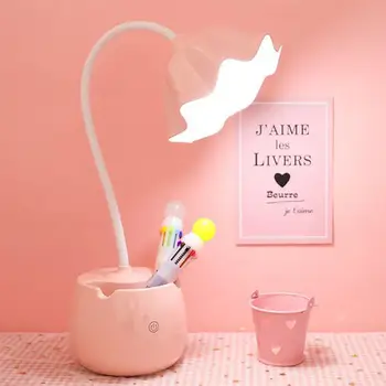 

Desk Lamp LED Desk Light Eye Protection Table Lamp Touch Dimmer Desktop Lamp Flower Design Pen Holder for Home Office School