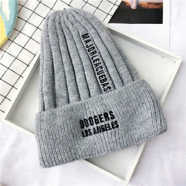 Детская шапка Skullie Beanies для мальчиков и девочек, зимняя однотонная шапка с надписями и ушками, теплые эластичные модные аксессуары - Цвет: 1