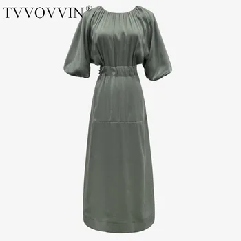 

famous TVVOVVIN 2020 New Solid Short Sleeve Hollow Dress High High Waist Pleated Bandage Simple Ladies Clothing B790