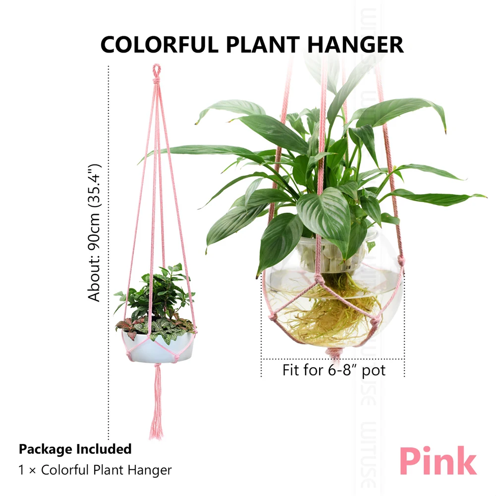 Colorfu Style Pink Вешалка для растений крючок держатель для горшка ручной работы хлопок шнур вешалка для растений висячая Корзина держатель простой/кисточкой растительный держатель - Цвет: Colorfu Style Pink