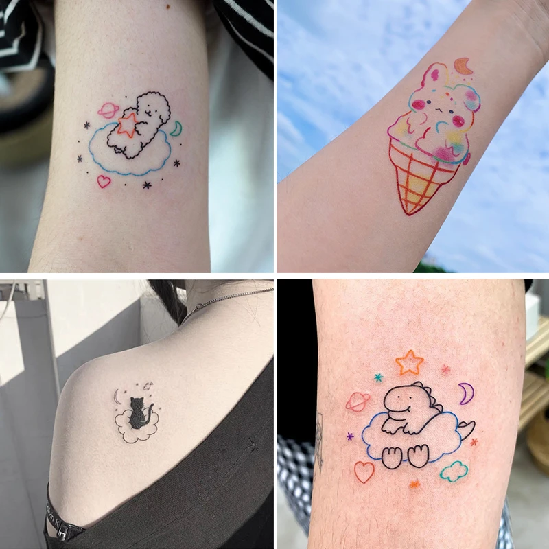 Pegatinas de dibujos animados para Pequeño patrón, 4 hojas de tatuajes  adhesivos resistentes al agua de larga duración|Tatuajes temporales| -  AliExpress