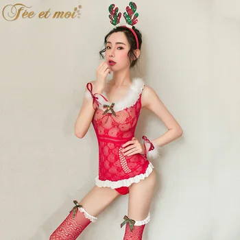 

Sexy Cute Bunny Girl Uniform Maid Cosplay Costumes Perspective Stockings Erotic Pajamas Lingerie Lace Nightwear Sexy Santa Dress
