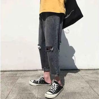 

2020New Men Jeans Hole Ripped Stretch Destroyed Hip Hop Jean Homme Masculino Fashion Korean Men's Jean Slim Jeans For Male Pants
