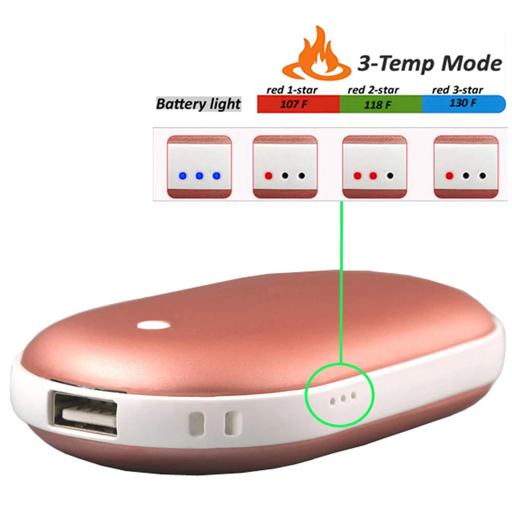 Многофункциональное зарядное устройство power Bank с функцией грелок для рук, зимняя Двусторонняя карманная грелка для рук, черный цвет
