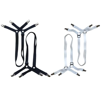 

2PCS/Set Creative Bed Sheet Clips Bed sheet Belt Fastener Mattress Elastic Non-slip Clip Blanket Gripper White and Black