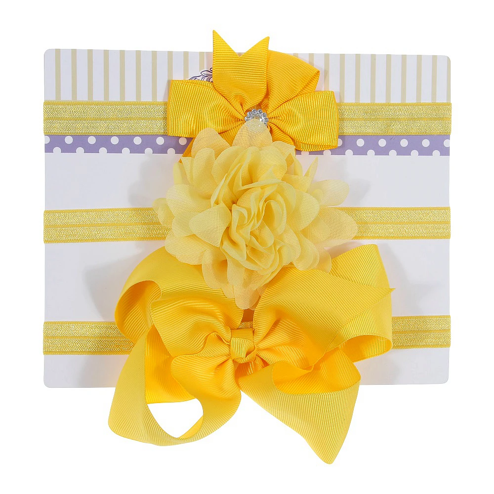 Винтаж для маленьких девочек «ласточкиным хвостом» Grosgain ленты, резинки для волос с бантиком комплект повязка с бантом Детские аксессуары по уходу за волосами - Цвет: yellow