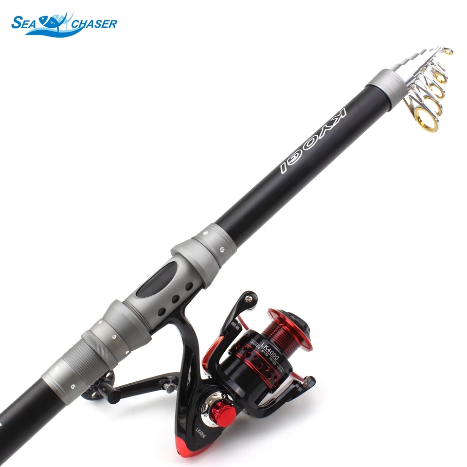

2.1M-3.6M Carbon Fiber Telescopic Fishing Rod Portable Spinning Rod and Spinning Reels Multifunction sea pole Travel Tackle
