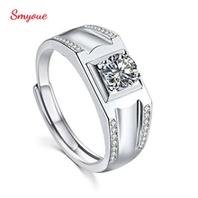 

Smyoue 1 Carat Real Moissanite Adjustable Rings For Men 100% 925 Sterling Silver White Gold Wedding Diamond Jewelry Christmas
