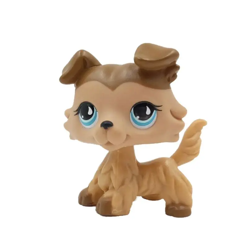 Littlest Pet Shop Animal Puppy Mocha Brown White Collie Dog Figure