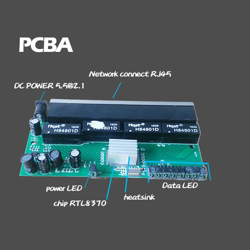 Гигабитный коммутатор 8 Порты и разъёмы OEM/ODM модуль RTL8370 UTP медный радиатор 10/100/1000