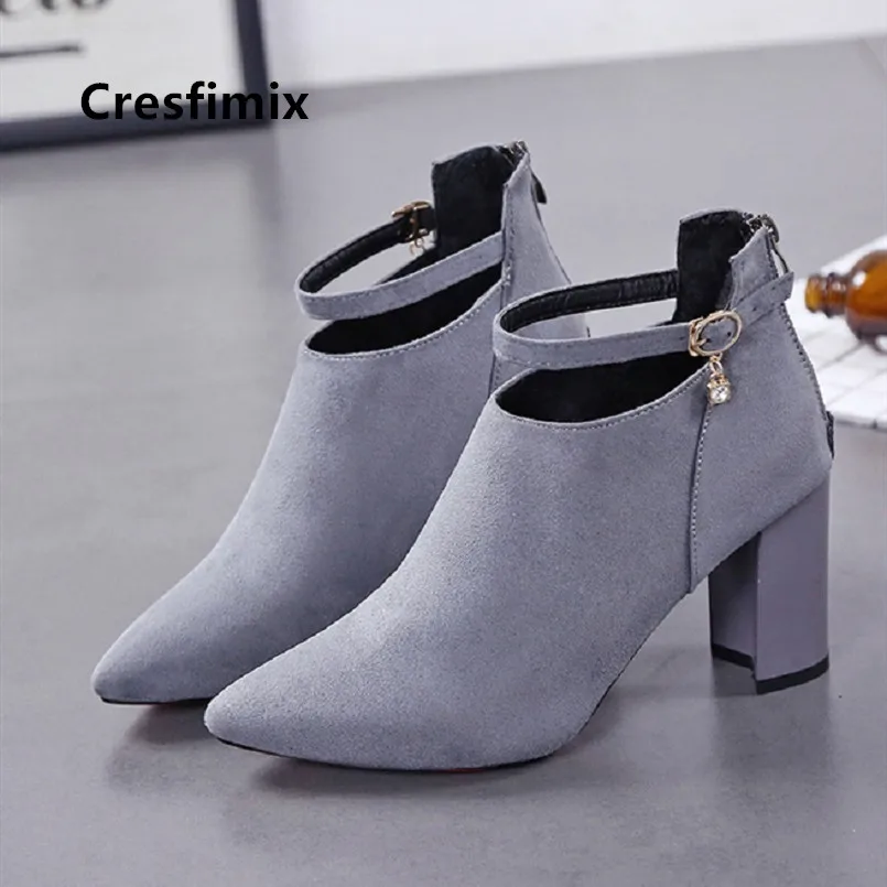 

Women Fashion Sweet Grey Autumn High Heel Ankle Boots Ladies Casual Black Winter Boots Botas Femininas Cool Red Boots G5450