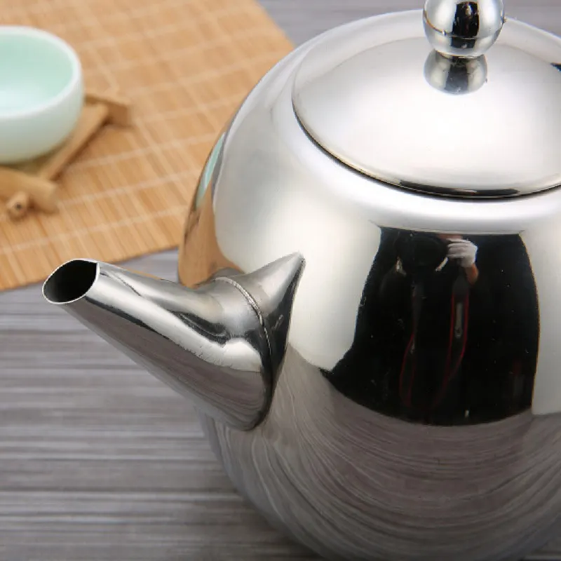 1L Stainless Steel Coffee Kettle Teapot Coffee Tea Cold Water Pot with Strainer Home Tea Tools DTT88