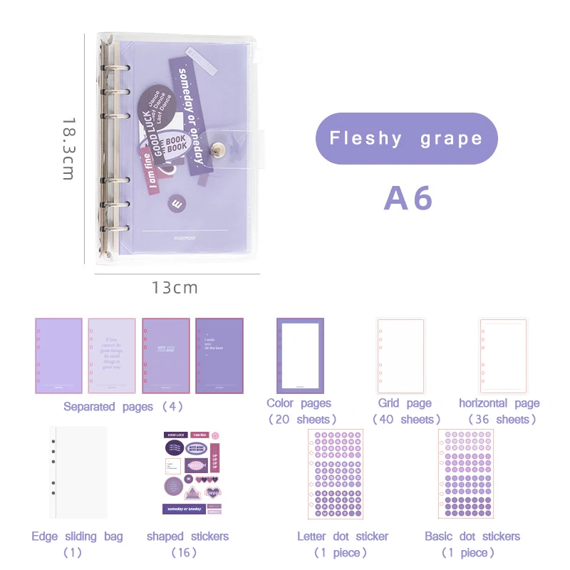 

Kawaii Notebook Diary Monthly Weekly A6 Planner HandBook and Journals Organizer Paper Stickers School Stationery Agenda 2021 PVC