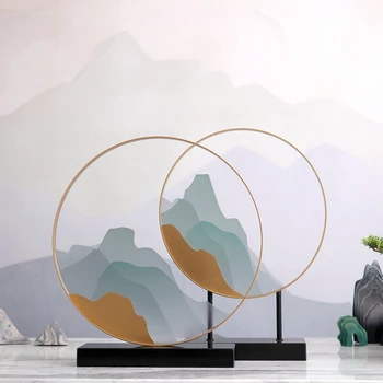 

Large 52cm Creative Round Acrylic Crafts Hazy Landscape Decoration Ornament Modern Hotel Club New House Home Art Accessories